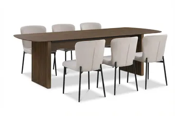 Richeto Spisegruppe Røget Eg 210 cm med 6 Elsie Spisestole