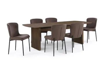 Richeto Spisegruppe Røget Eg 210 cm med 6 Elsie Spisestole