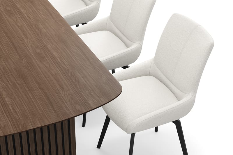 Richeto Spisegruppe Røget Eg 210 cm med 6 Mora Drejestole - Røget eg/Lys beige - Møbler - Borde - Spisebordssæt