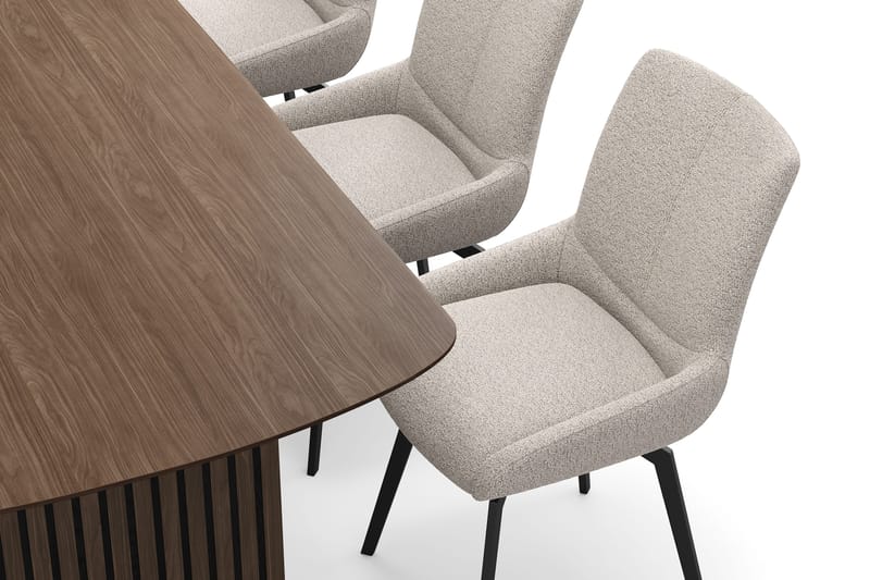 Richeto Spisegruppe Røget Eg 210 cm med 6 Mora Drejestole - Røget eg/Mørk beige - Møbler - Borde - Spisebordssæt
