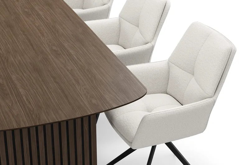 Richeto Spisegruppe Røget Eg 210 cm med 6 Torsby Drejestole - Røget eg/Lys beige - Møbler - Borde - Spisebordssæt