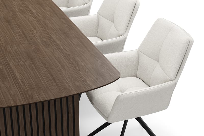 Richeto Spisegruppe Røget Eg 210 cm med 6 Torsby Drejestole - Røget eg/Lys beige - Møbler - Borde - Spisebordssæt