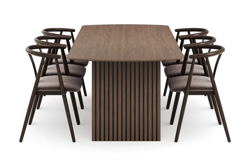 Richeto Spisegruppe Røget Eg 240 cm med 6 Cytie Spisestole med armlæn - Røget eg - Møbler - Borde - Spisebordssæt