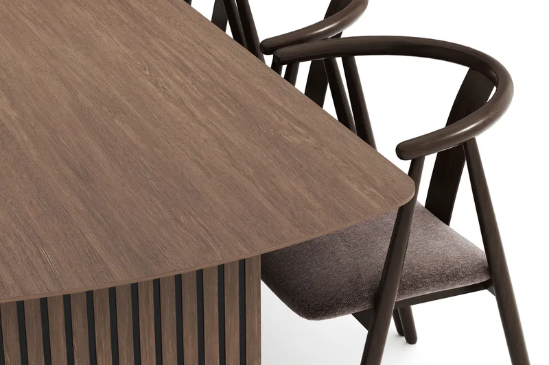 Richeto Spisegruppe Røget Eg 240 cm med 6 Cytie Spisestole med armlæn - Røget eg - Møbler - Borde - Spisebordssæt