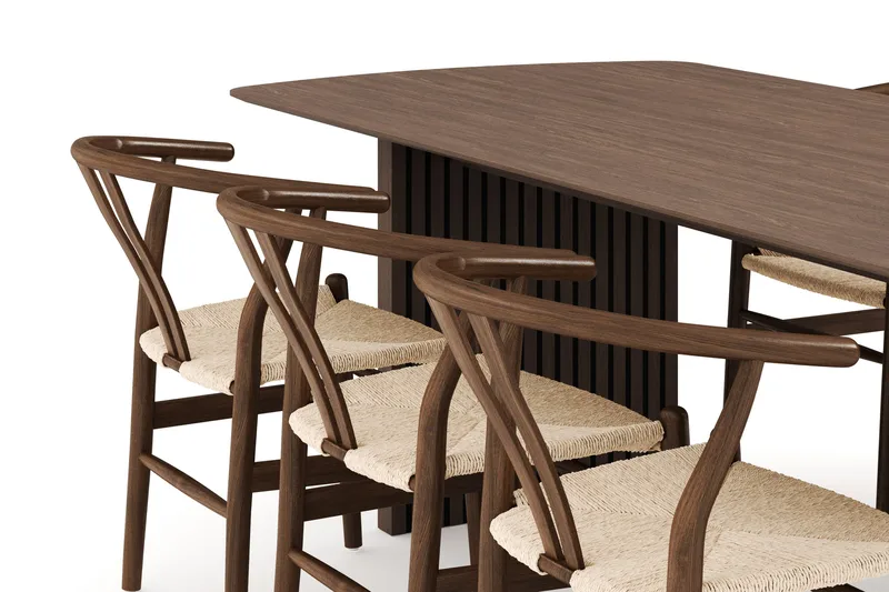 Richeto Spisegruppe Røget Eg 240 cm med 6 Dastoori Spisestole - Røget eg - Møbler - Borde - Spisebordssæt