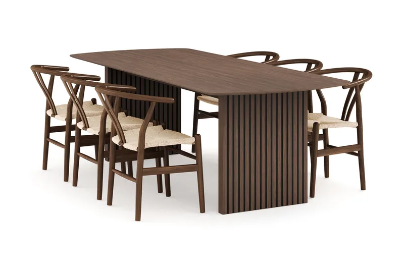 Richeto Spisegruppe Røget Eg 240 cm med 6 Dastoori Spisestole, Røget eg