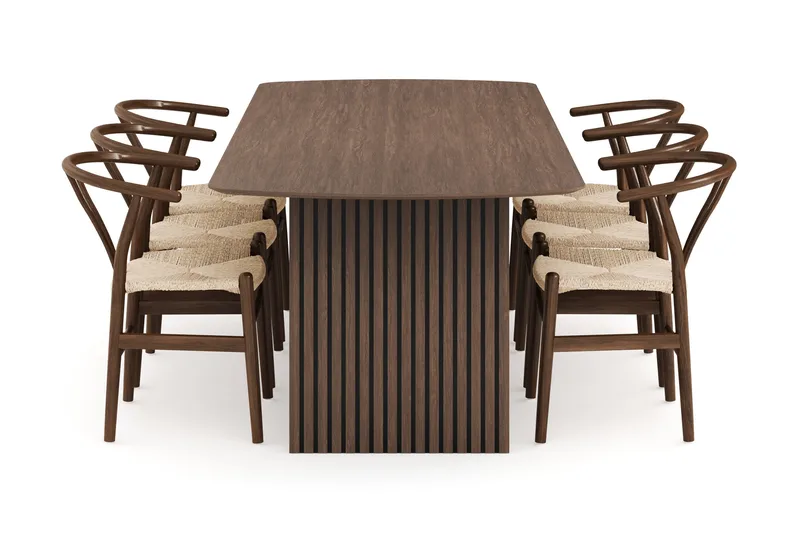 Richeto Spisegruppe Røget Eg 240 cm med 6 Dastoori Spisestole - Røget eg - Møbler - Borde - Spisebordssæt