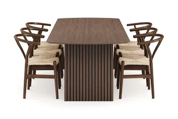 Richeto Spisegruppe Røget Eg 240 cm med 6 Dastoori Spisestole - Røget eg - Møbler - Borde - Spisebordssæt