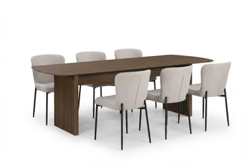 Richeto Spisegruppe Røget Eg 240 cm med 6 Elsie Spisestole