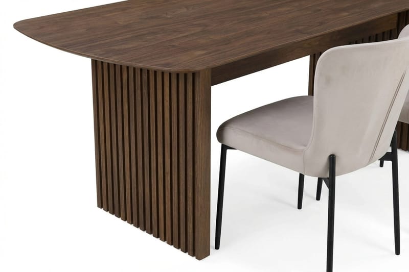 Richeto Spisegruppe Røget Eg 240 cm med 6 Elsie Spisestole - Røget eg/Beige - Møbler - Borde - Spisebordssæt