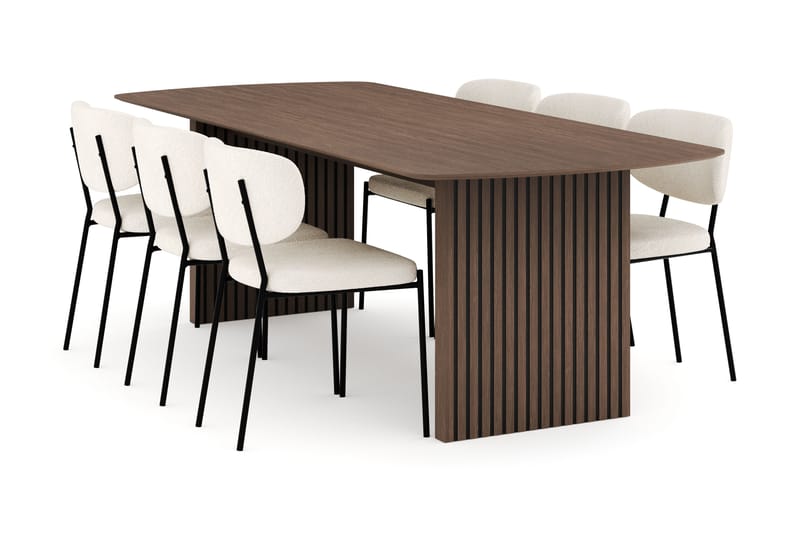 Richeto Spisegruppe Røget Eg 240 cm med 6 Gemmiano Spisestole - Røget eg - Møbler - Borde - Spisebordssæt