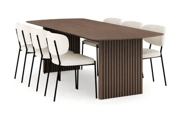 Richeto Spisegruppe Røget Eg 240 cm med 6 Gemmiano Spisestole - Røget eg - Møbler - Borde - Spisebordssæt