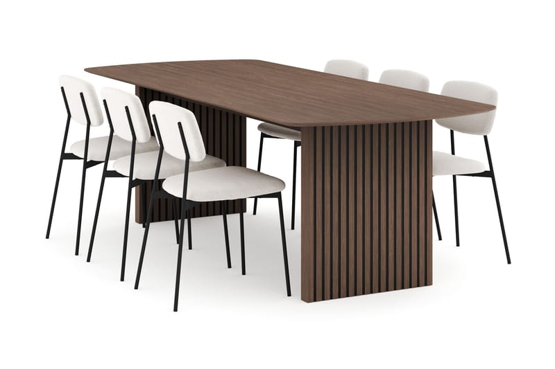 Richeto Spisegruppe Røget Eg 240 cm med 6 Lowe Spisestole - Røget eg - Møbler - Borde - Spisebordssæt