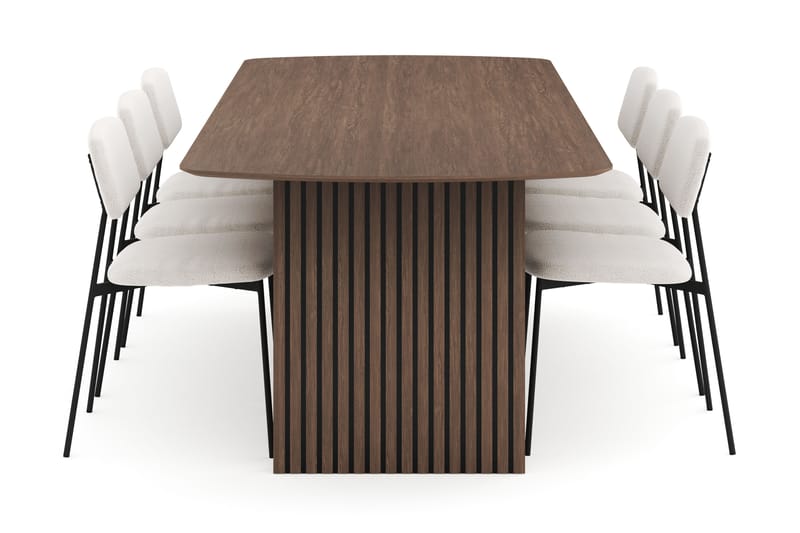 Richeto Spisegruppe Røget Eg 240 cm med 6 Lowe Spisestole - Røget eg - Møbler - Borde - Spisebordssæt