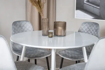 Ridones Spisebordssæt 100 cm Rund inkl 4 Ypas Stole - Hvid/Grå/Sort - Møbler - Borde - Spisebordssæt