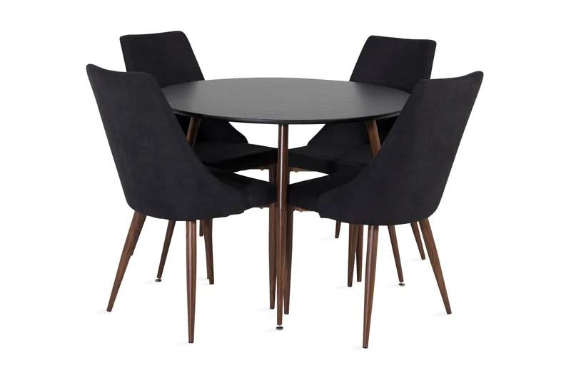 Ridones Spisebordssæt Rundt inkl. 4 Campomar Stole, Sort/Brun