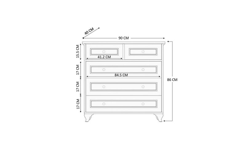Rihana Toiletbord 90 cm - Mat Hvid - Opbevaring - Opbevaringsmøbler - Kommode - Entrékommode