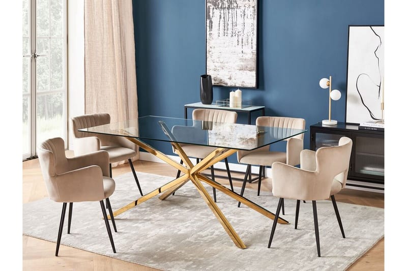 Rimbey Spisebord 90x160 cm - Gennemsigtig/Guld - Møbler - Borde - Spisebord og køkkenbord