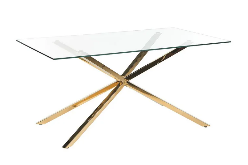 Rimbey Spisebord 90x160 cm, Gennemsigtig/Guld