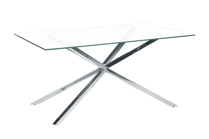 Rimbey Spisebord 90x160 cm, Gennemsigtig/Sølv