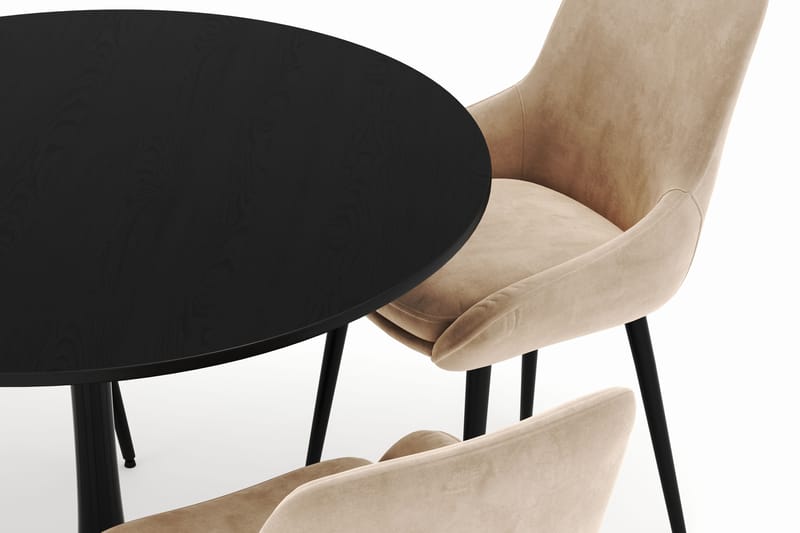 Ringstad Rund Spisegruppe 100cm med 4 Alsarp Spisestole - Sort - Møbler - Borde - Spisebordssæt