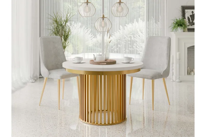 Rivale Matbord 100 cm Rund - Beige/Guld - Møbler - Borde - Spisebord og køkkenbord