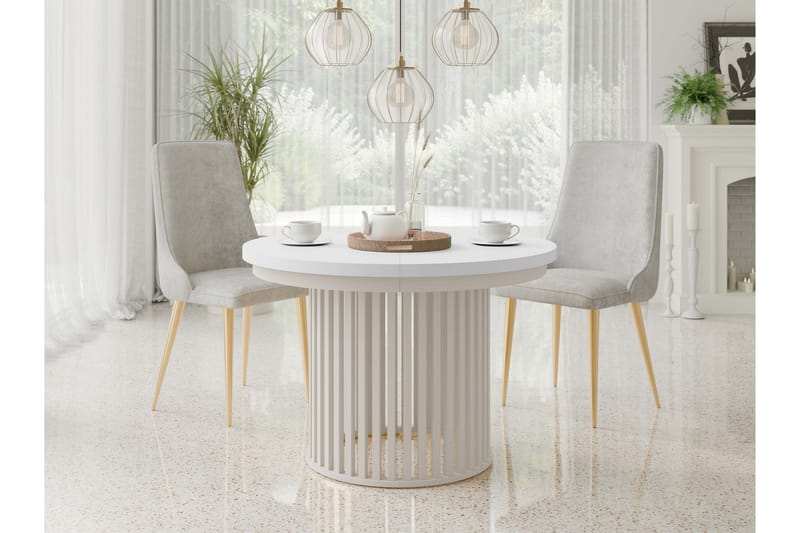 Rivale Matbord 100 cm Rund - Hvid/Beige - Møbler - Borde - Spisebord og køkkenbord