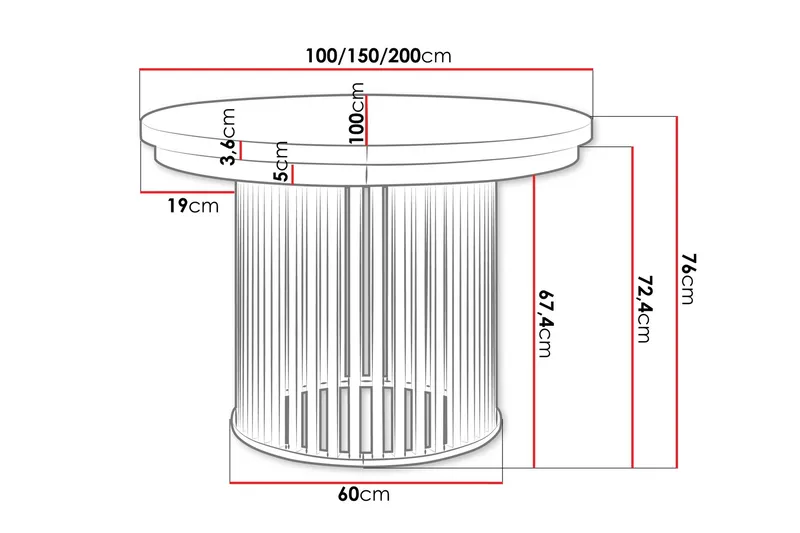 Rivale Matbord 100 cm Rund - Hvid/Sort - Møbler - Borde - Spisebord og køkkenbord
