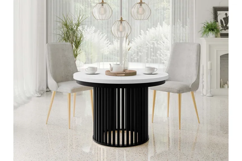 Rivale Matbord 100 cm Rund - Hvid/Sort - Møbler - Borde - Spisebord og køkkenbord