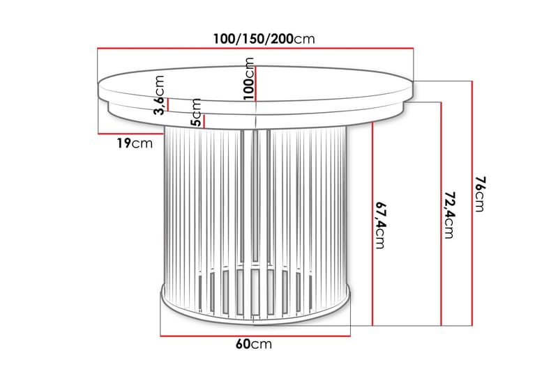 Rivale Matbord 100 cm Rund - Hvid/Sort - Møbler - Borde - Spisebord og køkkenbord
