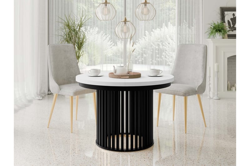 Rivale Matbord 100 cm Rund - Hvid/Sort - Møbler - Borde - Spisebord og køkkenbord