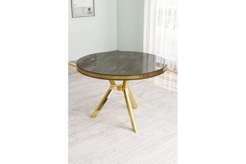 Rivor Spisebord 90 cm Rund - Antracit/Guld - Møbler - Borde - Spisebord og køkkenbord