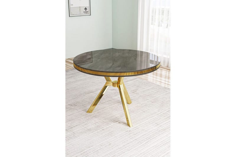 Rivor Spisebord 90 cm Rund - Antracit/Guld - Møbler - Borde - Spisebord og køkkenbord