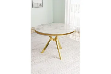 Rivor Spisebord 90 cm Rund - Hvid Marmor/Guld - Møbler - Borde - Spisebord og køkkenbord