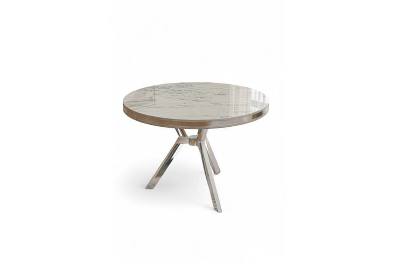 Rivor Spisebord 90 cm Rund, Hvid Marmor/Krom