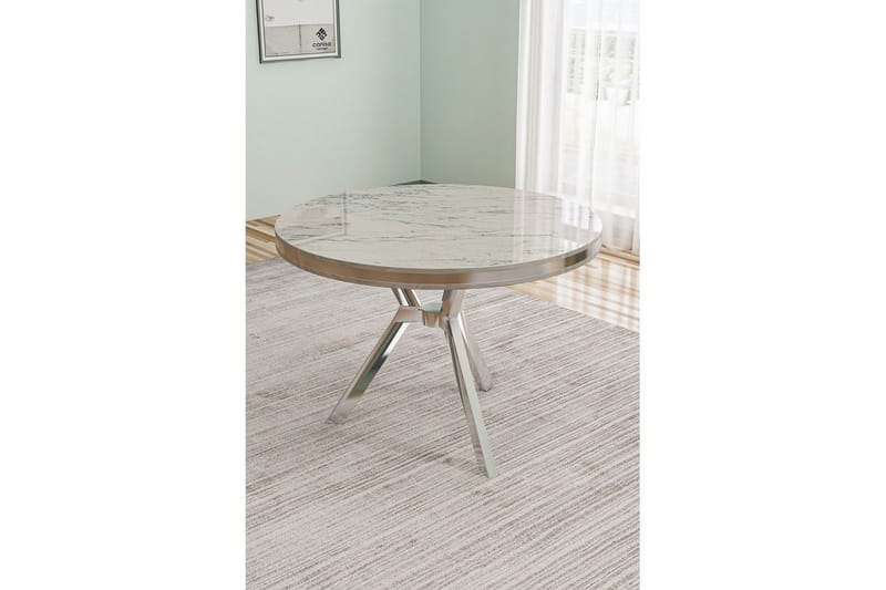 Rivor Spisebord 90 cm Rund - Hvid Marmor/Krom - Møbler - Borde - Spisebord og køkkenbord