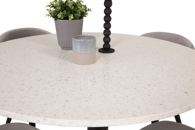 Round Dining Set Venture Home Grå Vit - Møbler - Borde - Spisebordssæt