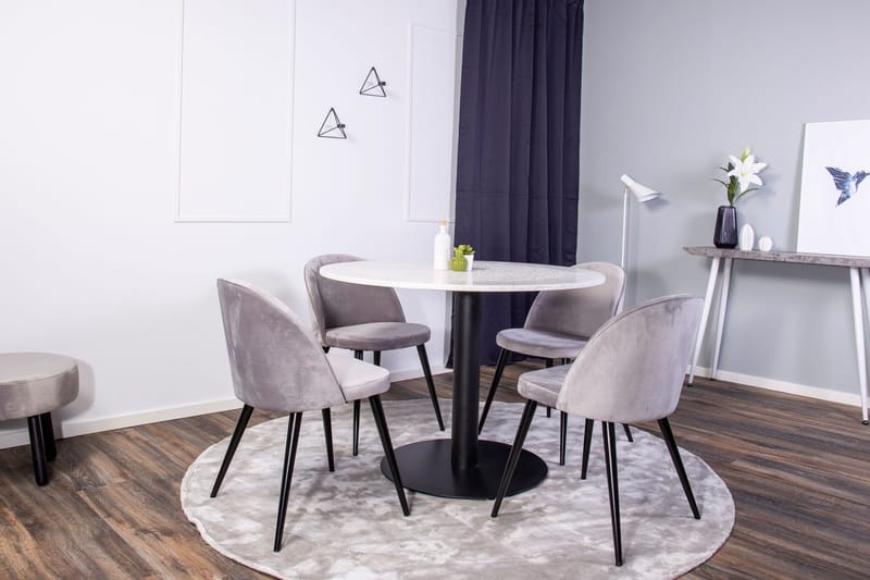 Round Dining Set Venture Home Grå Vit - Møbler - Borde - Spisebordssæt