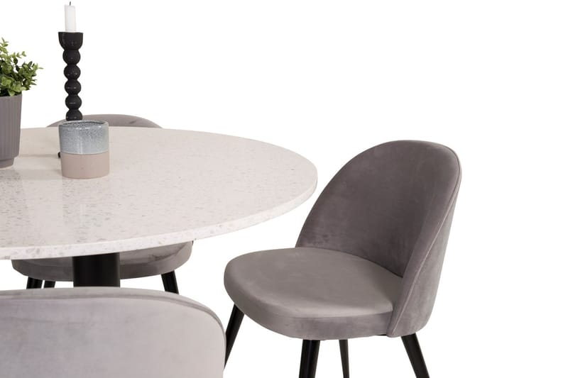 Round Dining Set Venture Home Grå Vit - Møbler - Borde - Spisebordssæt