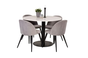 Round Dining Set Venture Home Grå Vit - Møbler - Borde - Spisebordssæt