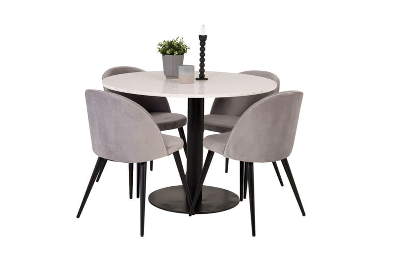 Round Dining Set Venture Home Grå Vit - Møbler - Borde - Spisebordssæt