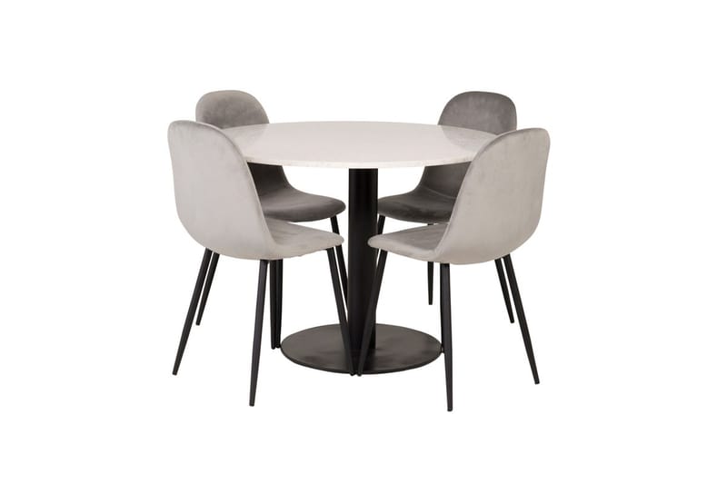 Round Dining Set Venture Home Ljusgrå Vit, Lysegrå og hvid