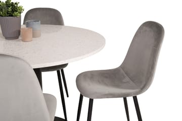 Round Dining Set Venture Home Ljusgrå Vit - Lysegrå og hvid - Møbler - Borde - Spisebordssæt