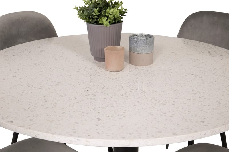 Round Dining Set Venture Home Ljusgrå Vit - Lysegrå og hvid - Møbler - Borde - Spisebordssæt