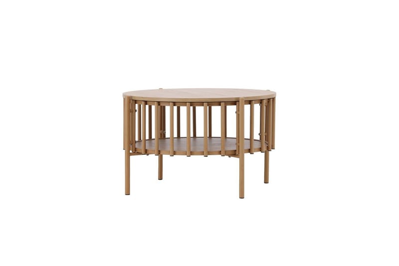 Rubbo Rundt Sofabord 80 cm med Hylder i Træ med Lyst Træ - Beige - Møbler - Borde - Sofabord