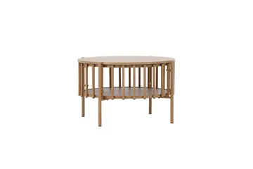 Rubbo Rundt Sofabord 80 cm med Hylder i Træ med Lyst Træ - Beige - Møbler - Borde - Sofabord