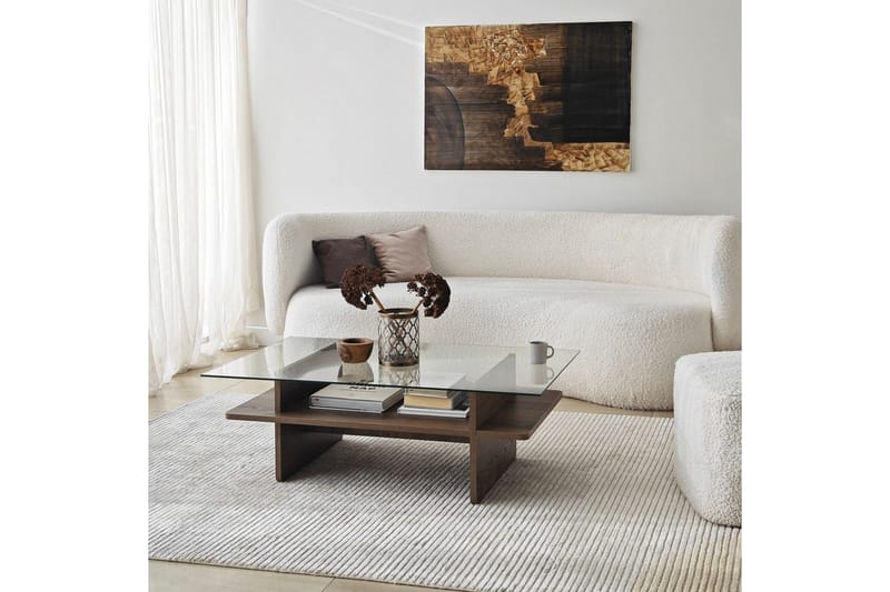 Rubby Sofabord 105 cm - Mellemfarvet træ/Hvid - Møbler - Borde - Sofabord