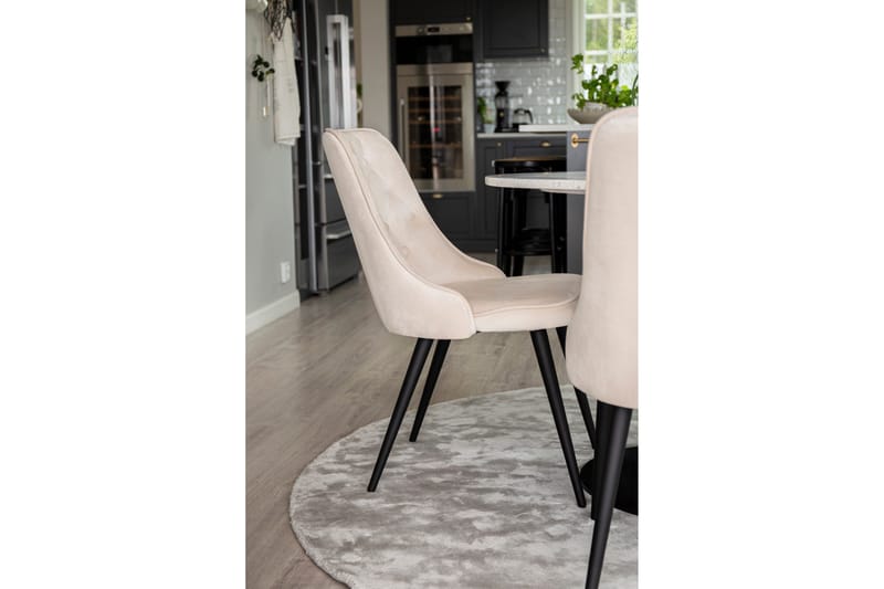 Runa Spisebordssæt inkl. 4 Valerie Luksus Velourstole - Sort/Beige - Møbler - Borde - Spisebordssæt