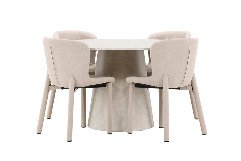 Rund matgrupp Venture Home Beige Beige 4st - Møbler - Borde - Spisebordssæt