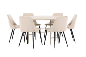 Rund matgrupp Venture Home Beige Beige 6st - Møbler - Borde - Spisebordssæt